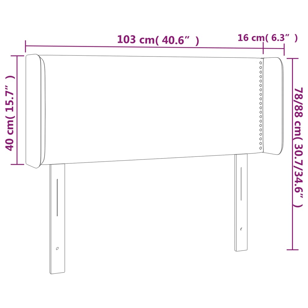 Testiera a LED Tortora 103x16x78/88 cm in Tessuto 3123090