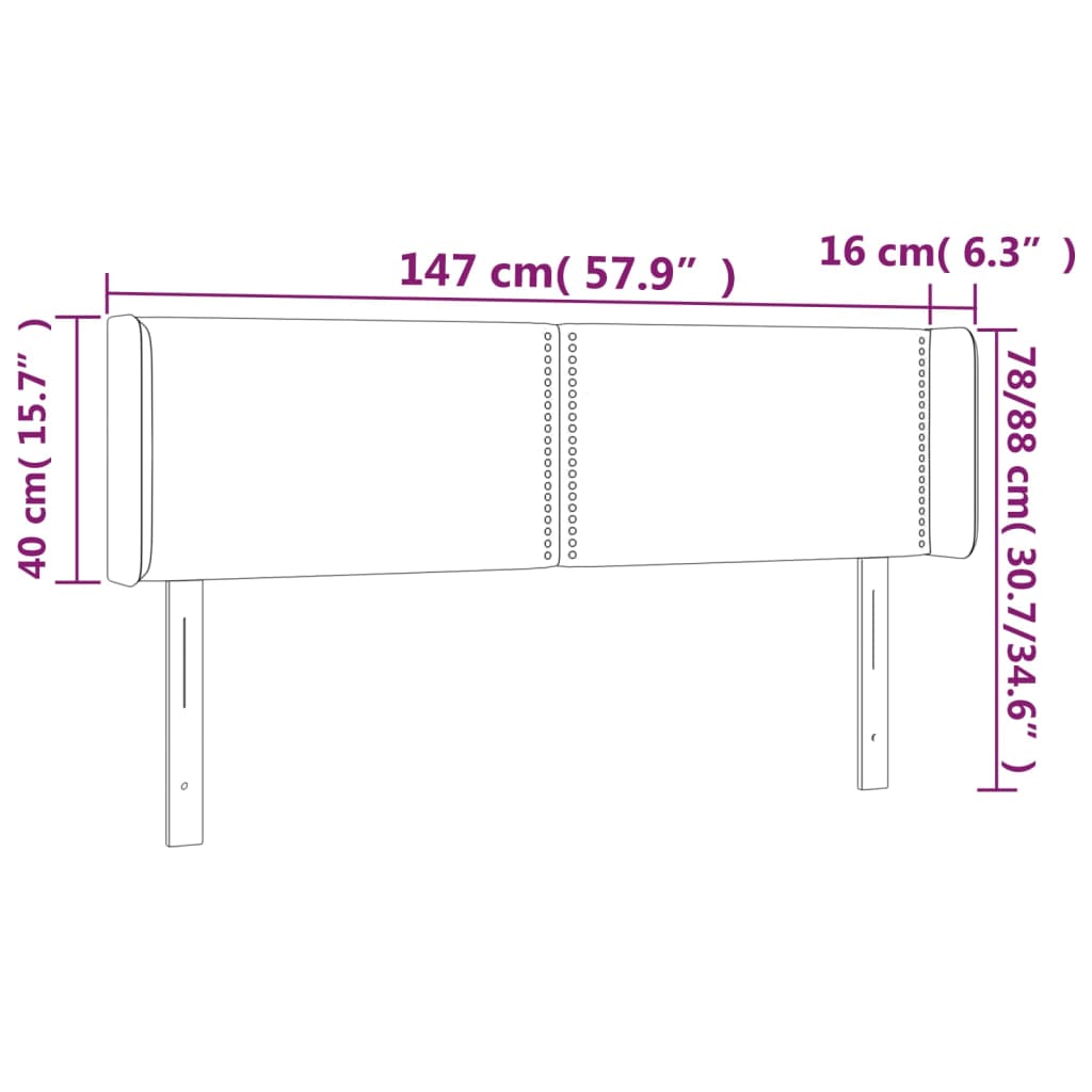 Testiera a LED Nera 147x16x78/88 cm in Tessuto cod mxl 50925