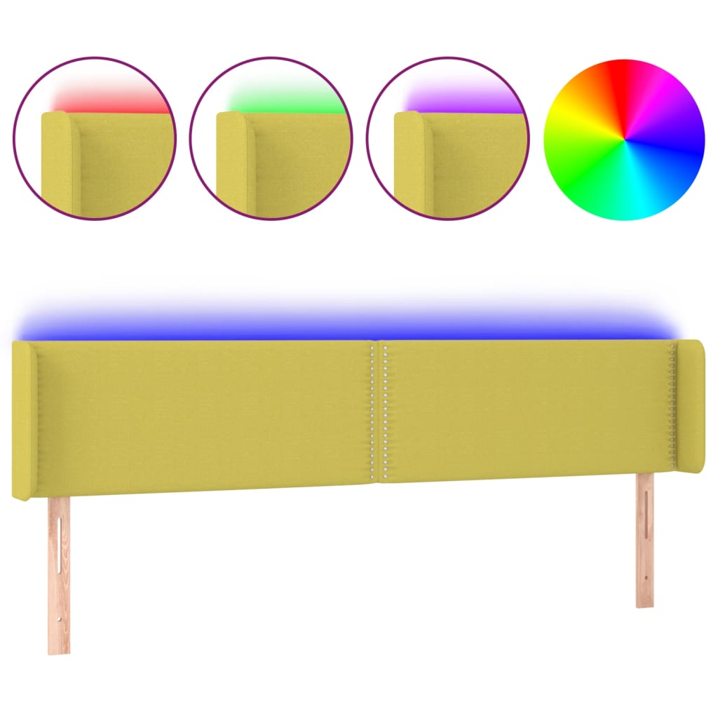 Testiera a LED Verde 163x16x78/88 cm in Tessuto 3123109