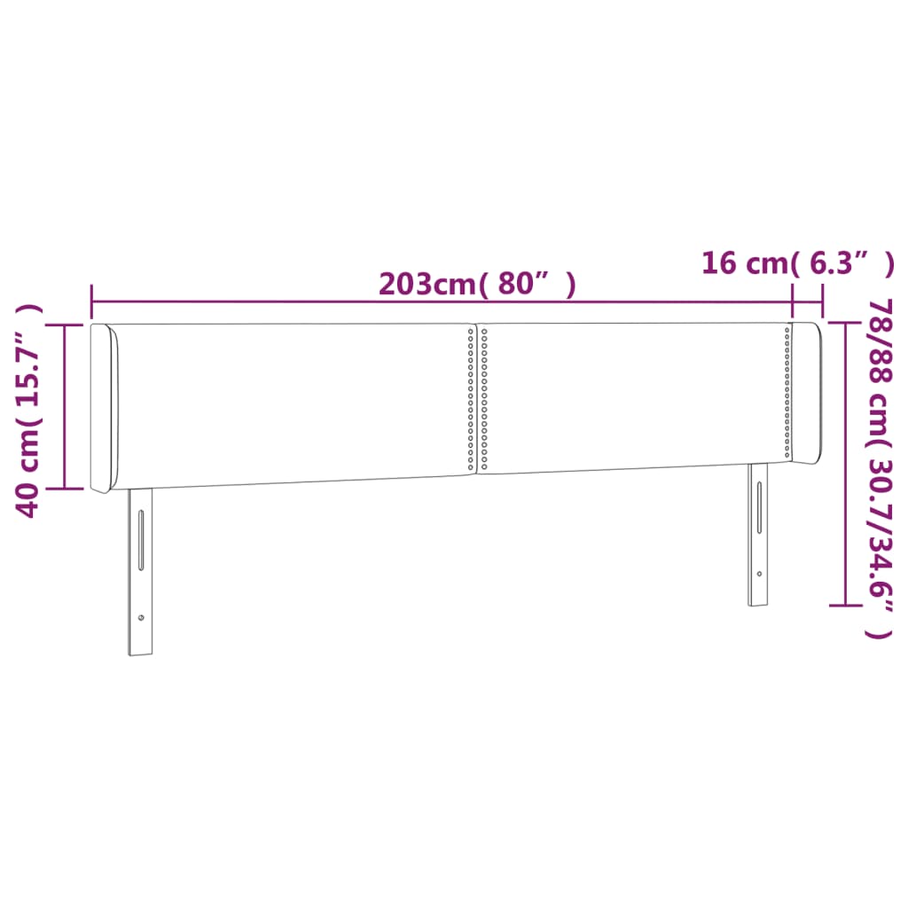 Testiera a LED Grigio Chiaro 203x16x78/88 cm in Tessuto cod mxl 47733