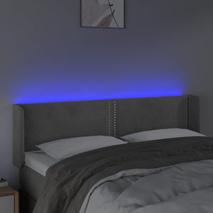 Testiera Grigio Chiaro a LED 147x16x78/88 cm in Velluto cod mxl 49552