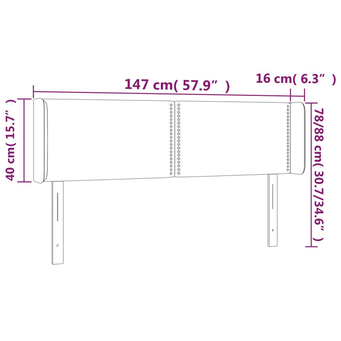 Testiera a LED Grigio Scuro 147x16x78/88 cm in Velluto cod mxl 47781