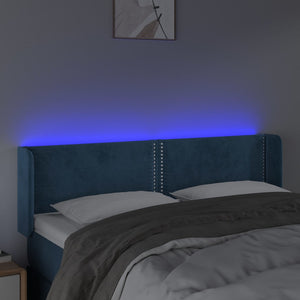 Testiera a LED Blu Scuro 147x16x78/88 cm in Velluto 3123148