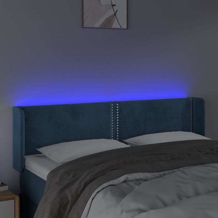 Testiera a LED Blu Scuro 147x16x78/88 cm in Velluto cod mxl 48203