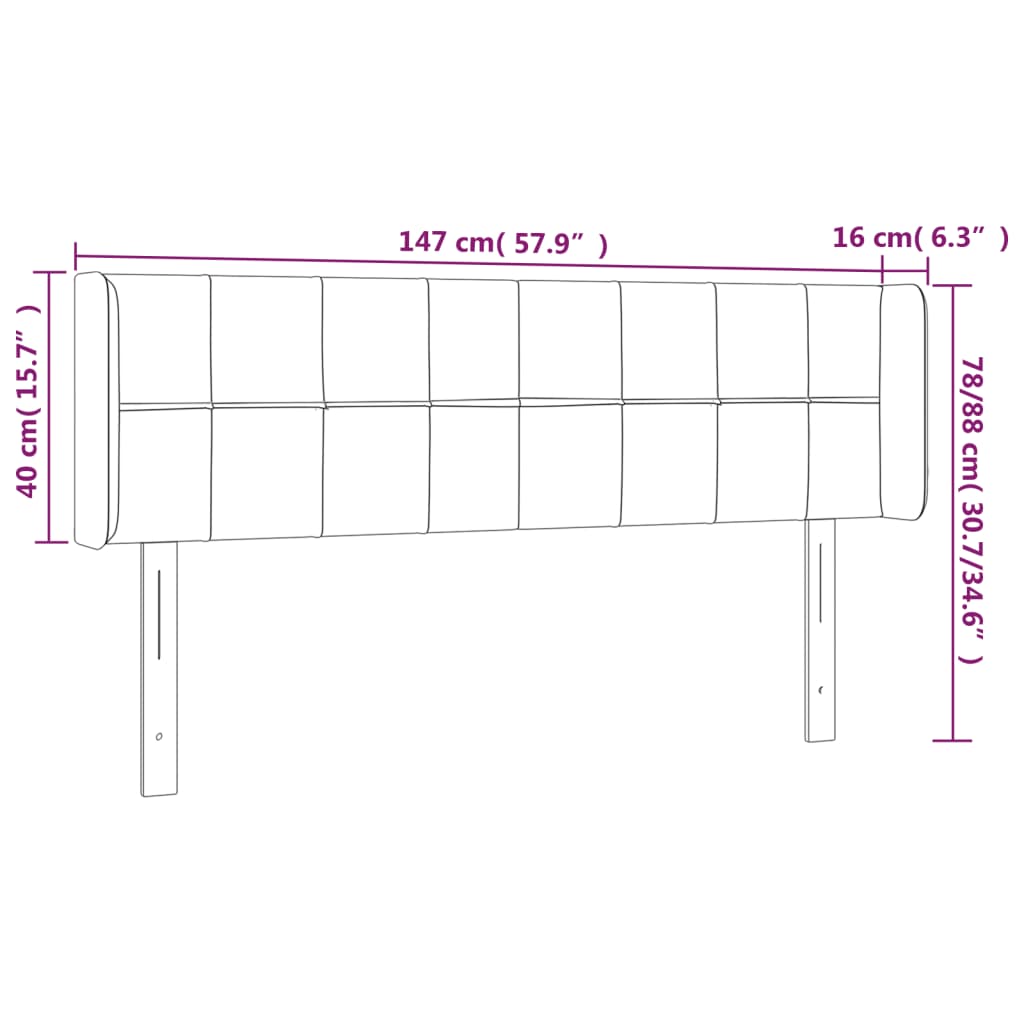 Testiera Grigio Chiaro a LED 147x16x78/88 cm in Tessuto 3123234