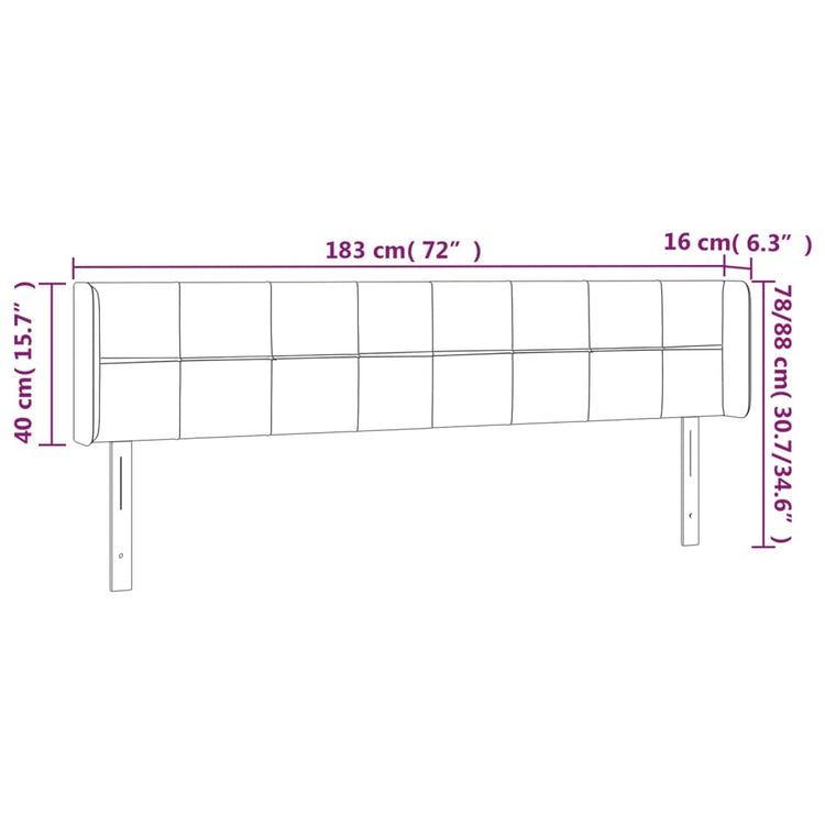 Testiera a LED Grigio Chiaro 183x16x78/88 cm in Tessuto 3123250