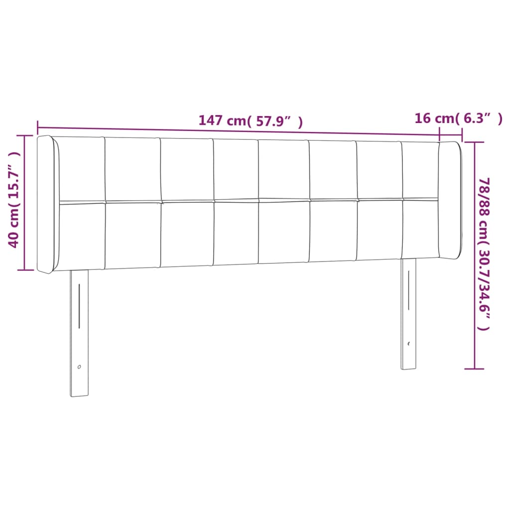 Testiera a LED Grigio Scuro 147x16x78/88 cm in Velluto cod mxl 51653