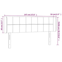 Testiera a LED Nera 147x16x78/88 cm in Velluto 3123286