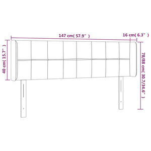 Testiera a LED Nera 147x16x78/88 cm in Velluto 3123286