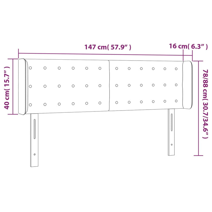 Testiera Cappuccino a LED 147x16x78/88 cm in Similpelle 3123331