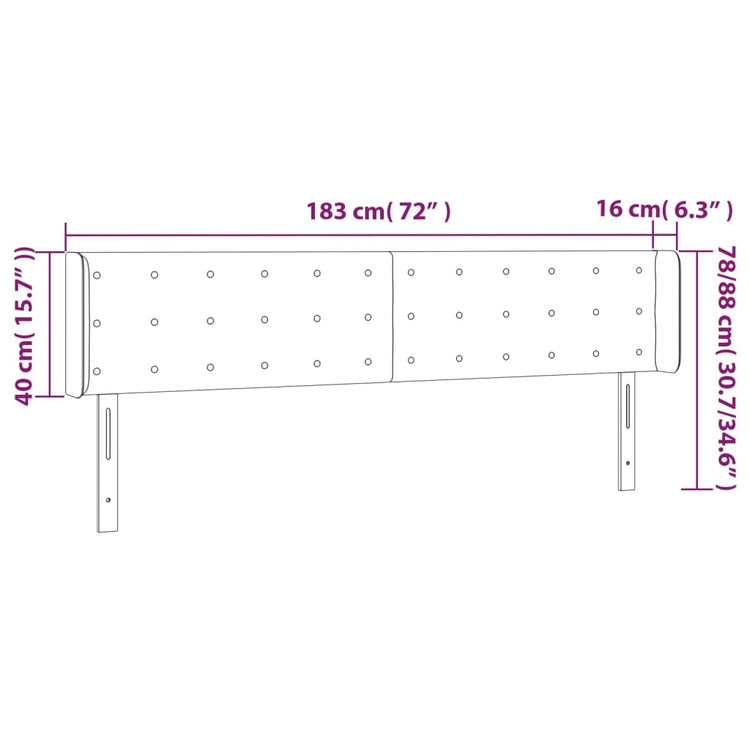 Testiera a LED Nera 183x16x78/88 cm in Similpelle cod mxl 48839