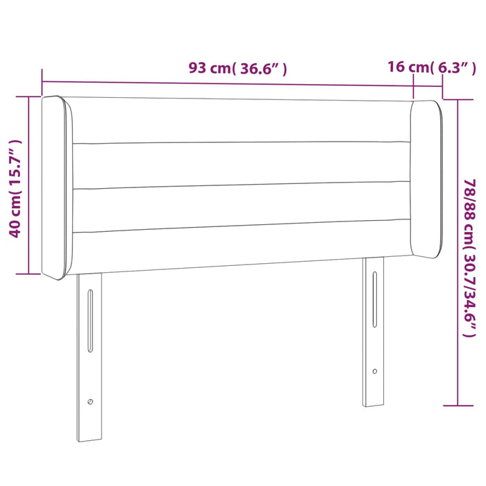 Testiera a LED Tortora 93x16x78/88 cm in Tessuto 3123362