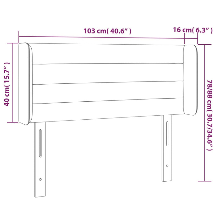 Testiera a LED Tortora 103x16x78/88 cm in Tessuto 3123370