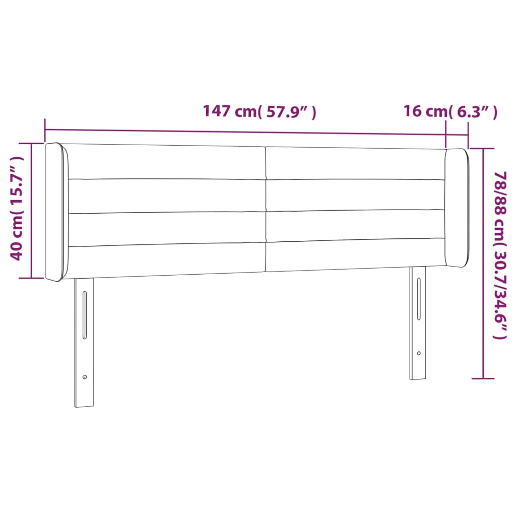 Testiera Grigio Chiaro a LED 147x16x78/88 cm in Tessuto 3123374