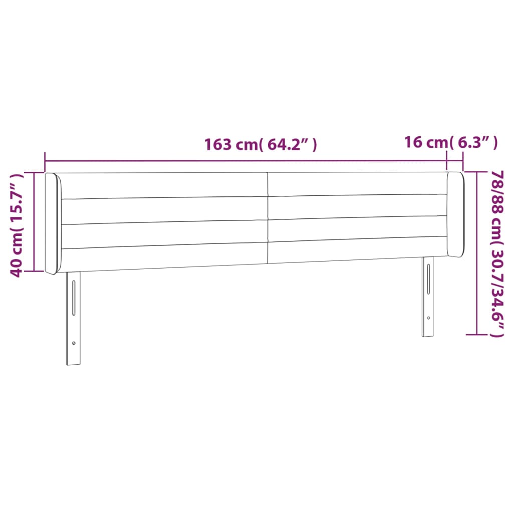 Testiera a LED Grigio Scuro 163x16x78/88 cm in Tessuto 3123383