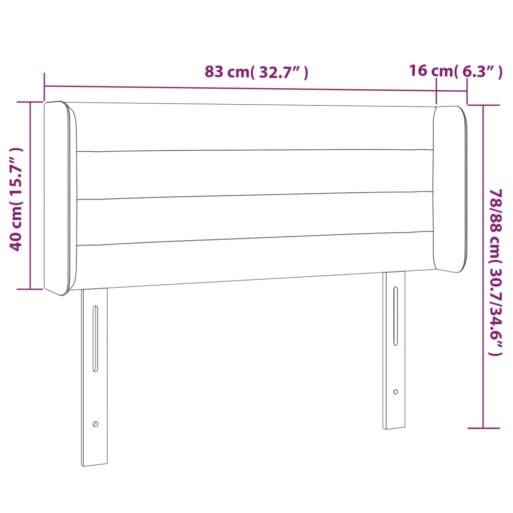 Testiera a LED Grigio Scuro 83x16x78/88 cm in Velluto cod mxl 46993