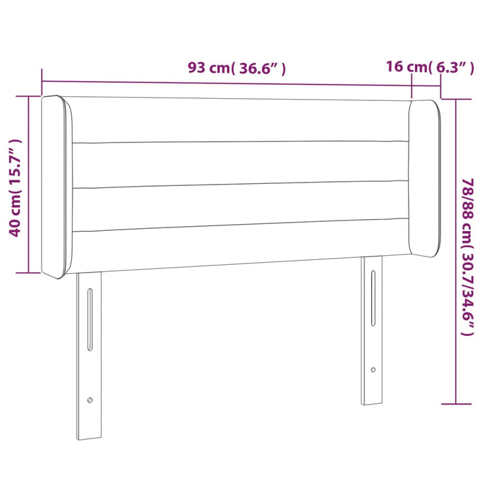 Testiera a LED Grigio Scuro 93x16x78/88 cm in Velluto cod mxl 37340