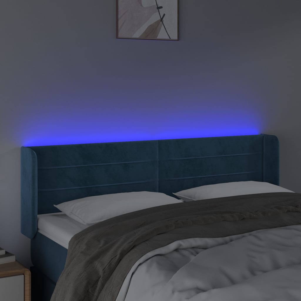 Testiera a LED Blu Scuro 147x16x78/88 cm in Velluto 3123428