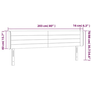 Testiera a LED Blu Scuro 203x16x78/88 cm in Velluto cod mxl 52828