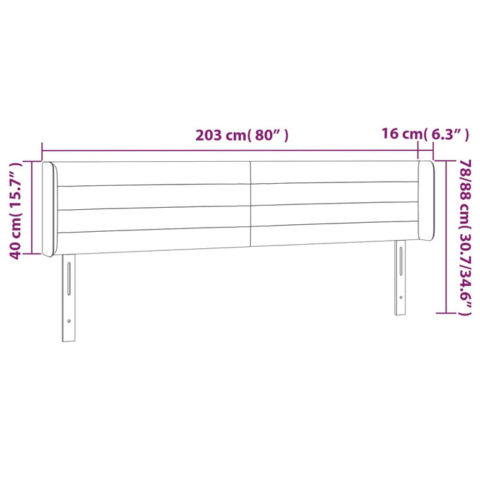 Testiera a LED Blu Scuro 203x16x78/88 cm in Velluto cod mxl 52828