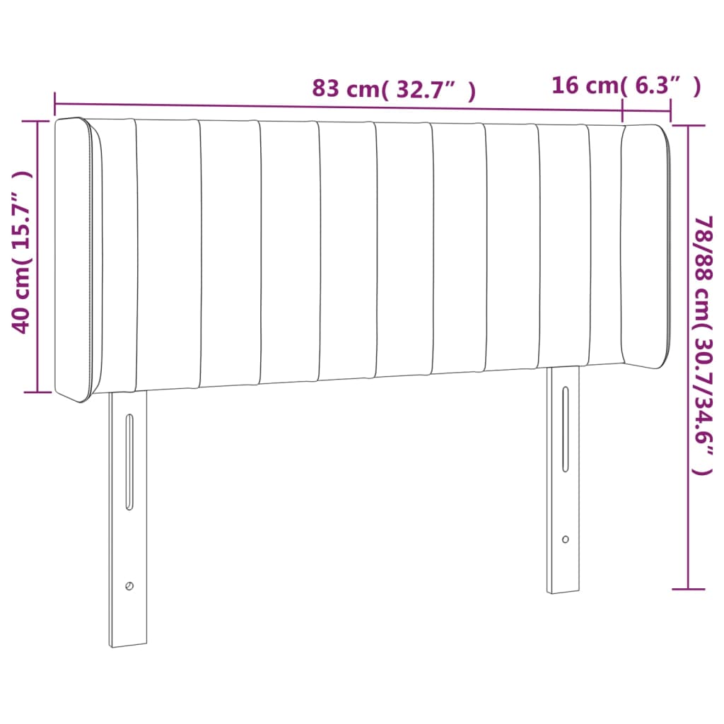 Testiera a LED Grigio Scuro 83x16x78/88 cm in Tessuto cod mxl 46751