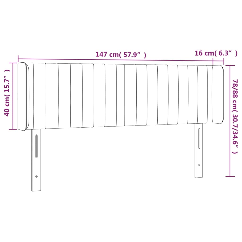 Testiera Grigio Chiaro a LED 147x16x78/88 cm in Tessuto 3123472