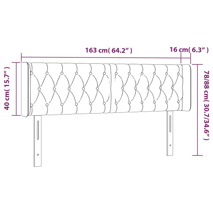 Testiera a LED Nera 163x16x78/88 cm in Tessuto cod mxl 51178