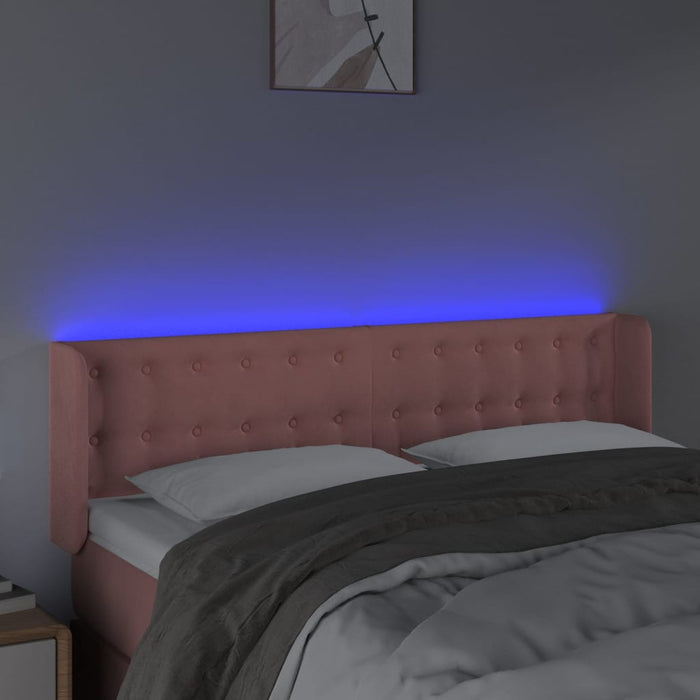 Testiera a LED Rosa 147x16x78/88 cm in Velluto 3123723