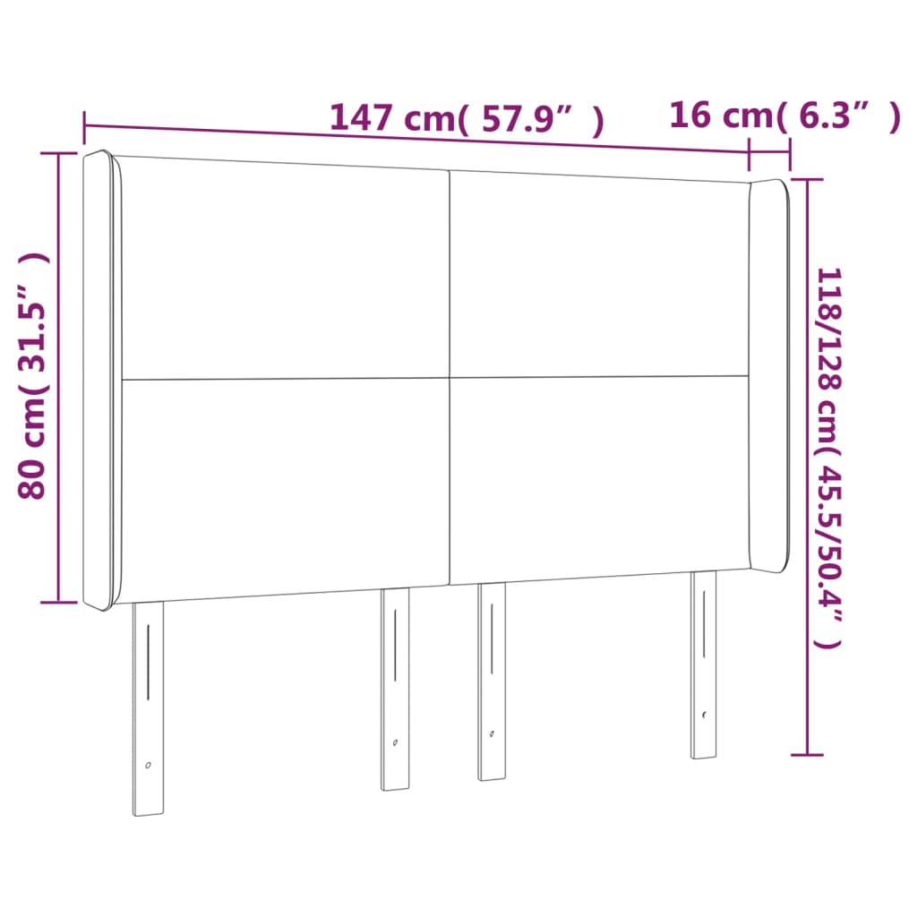 Testiera a LED MarroneScuro147x16x118/128cm inTessuto 3123769