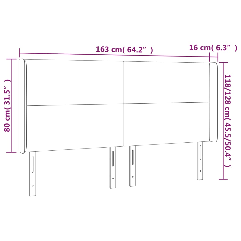 Testiera a LED GrigioScuro 163x16x118/128cm inTessuto cod mxl 49759