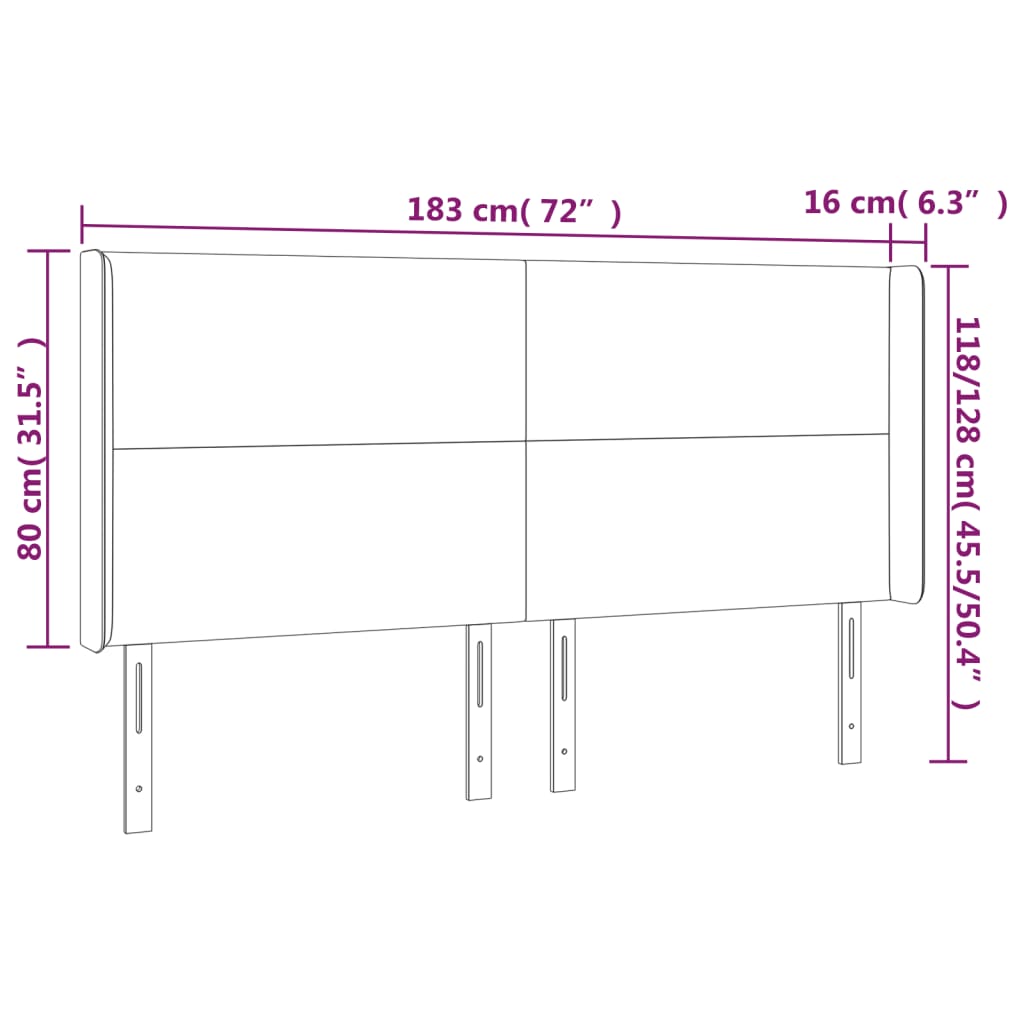 Testiera a LED Marrone Scuro 183x16x118/128 cm in Tessuto cod mxl 48163