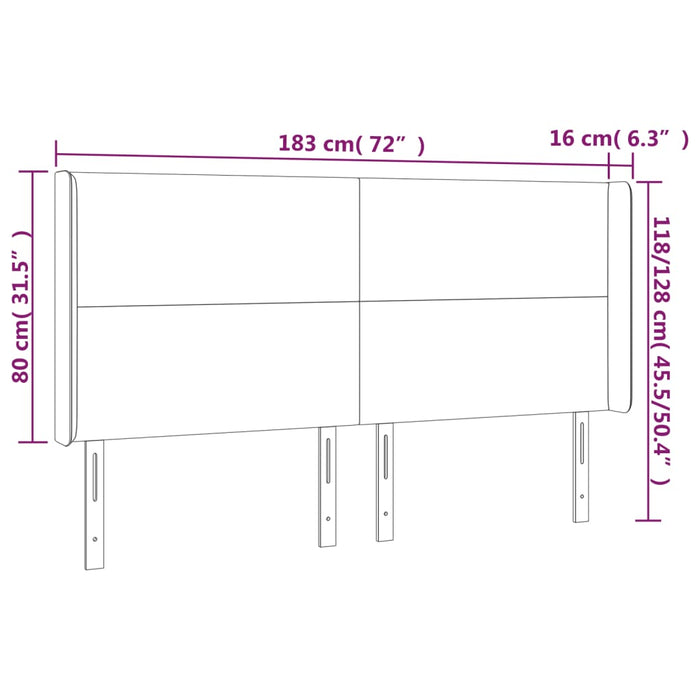 Testiera a LED Marrone Scuro 183x16x118/128 cm in Tessuto cod mxl 48163