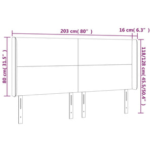 Testiera a LED Tortora 203x16x118/128 cm in Tessuto 3123794