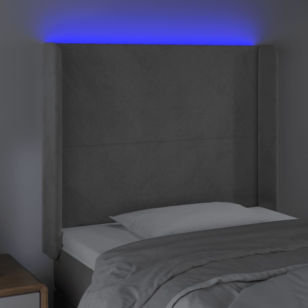 Testiera a LED Grigio Chiaro 103x16x118/128 cm in Velluto cod mxl 53246