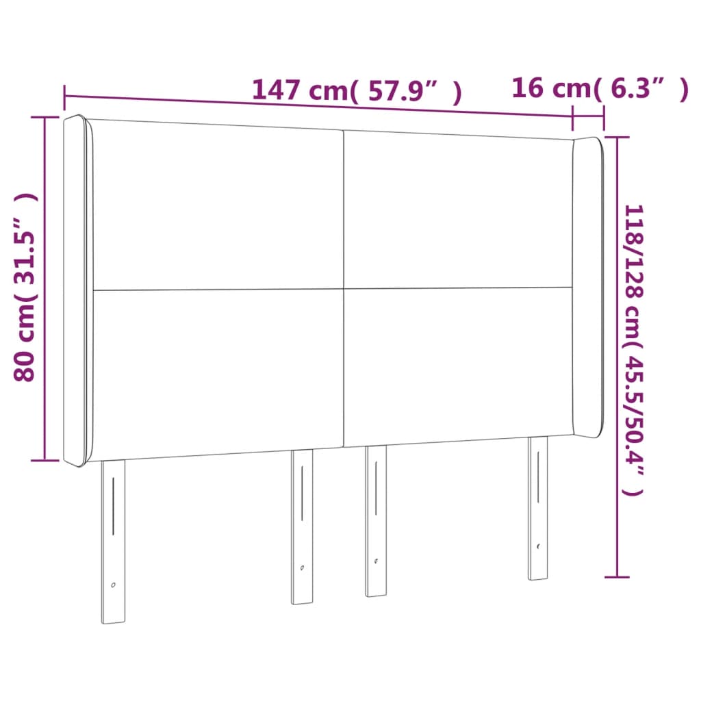 Testiera a LED Grigio Chiaro 147x16x118/128 cm in Velluto cod mxl 49614