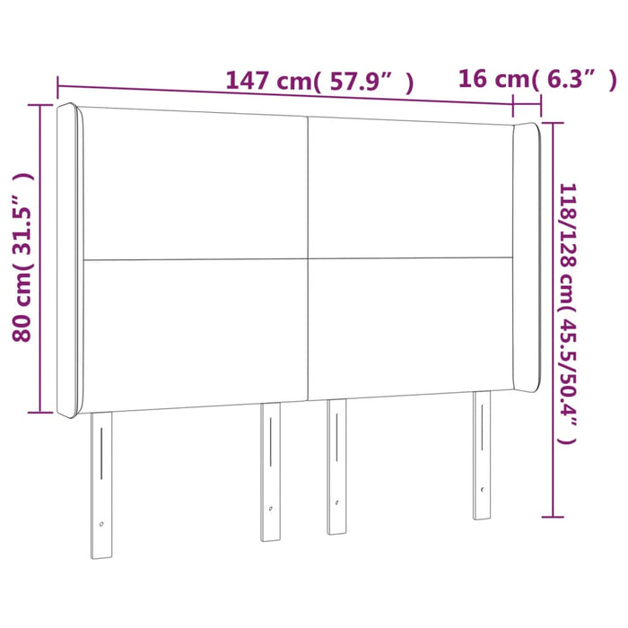 Testiera a LED Grigio Chiaro 147x16x118/128 cm in Velluto cod mxl 49614