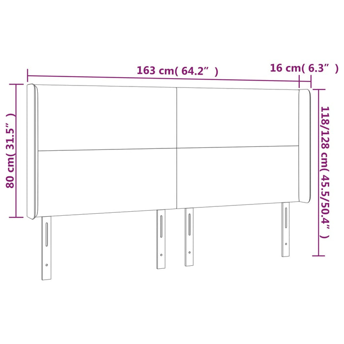 Testiera a LED Nera 163x16x118/128 cm in Velluto cod mxl 47884