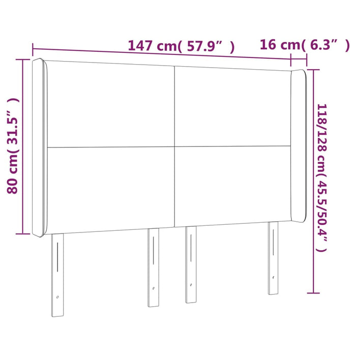 Testiera a LED Bianco 147x16x118/128 cm in Similpelle 3123859