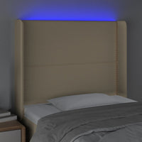 Testiera a LED crema 93x16x118/128 cm in Tessuto