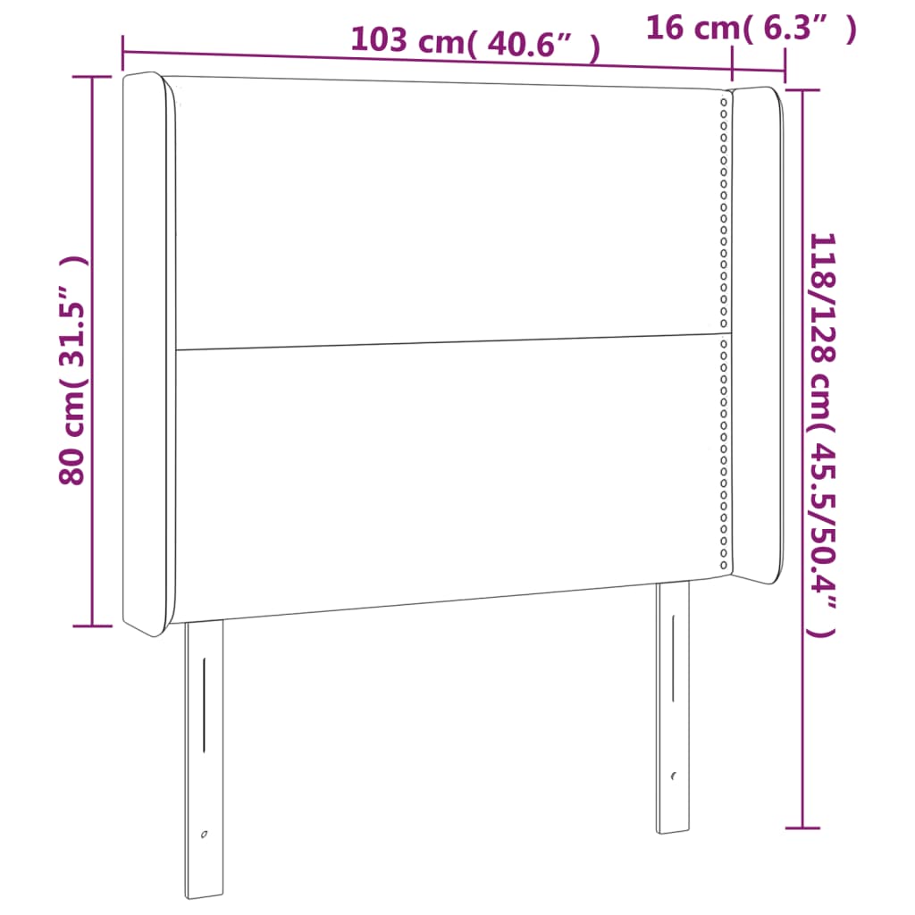 Testiera a LED Marrone Scuro 103x16x118/128 cm in Tessuto 3123901