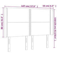 Testiera a LED Tortora 147x16x118/128 cm in Tessuto 3123910