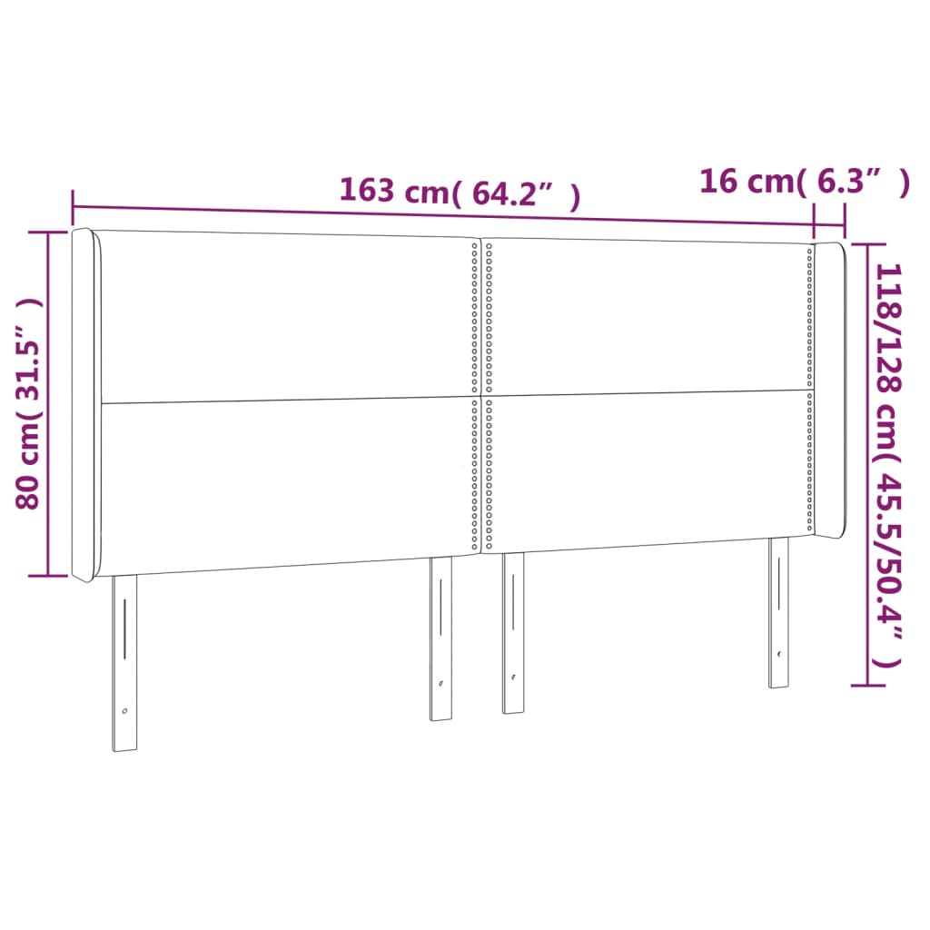 Testiera a LED GrigioScuro 163x16x118/128cm inTessuto cod mxl 49536