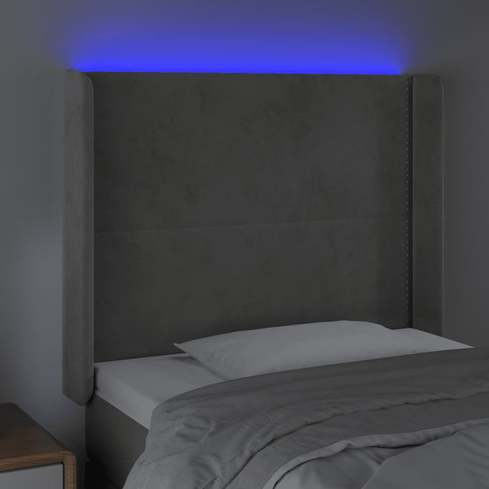 Testiera a LED Grigio Chiaro 83x16x118/128 cm in Velluto cod mxl 47342