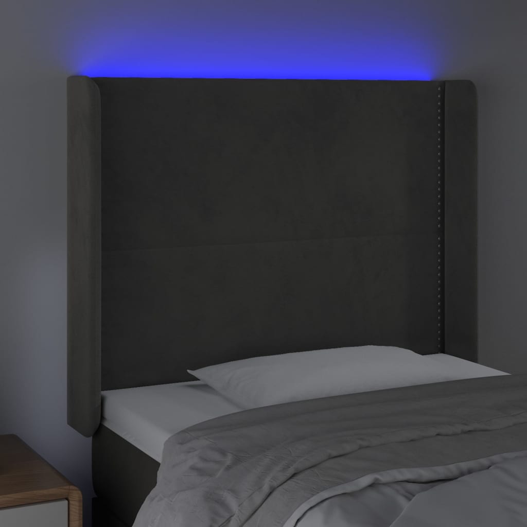 Testiera a LED Grigio Scuro 83x16x118/128 cm in Velluto cod mxl 48248