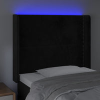 Testiera a LED Nera 83x16x118/128 cm in Velluto cod mxl 46968