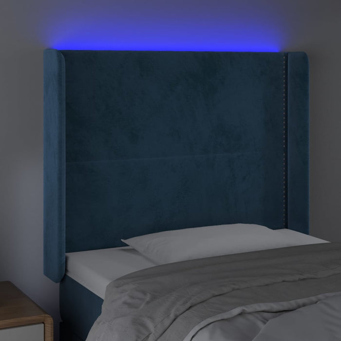 Testiera a LED Blu Scuro 83x16x118/128 cm in Velluto 3123942