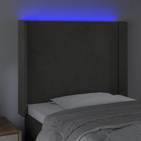 Testiera a LED Grigio Scuro 103x16x118/128cm in Velluto 3123951