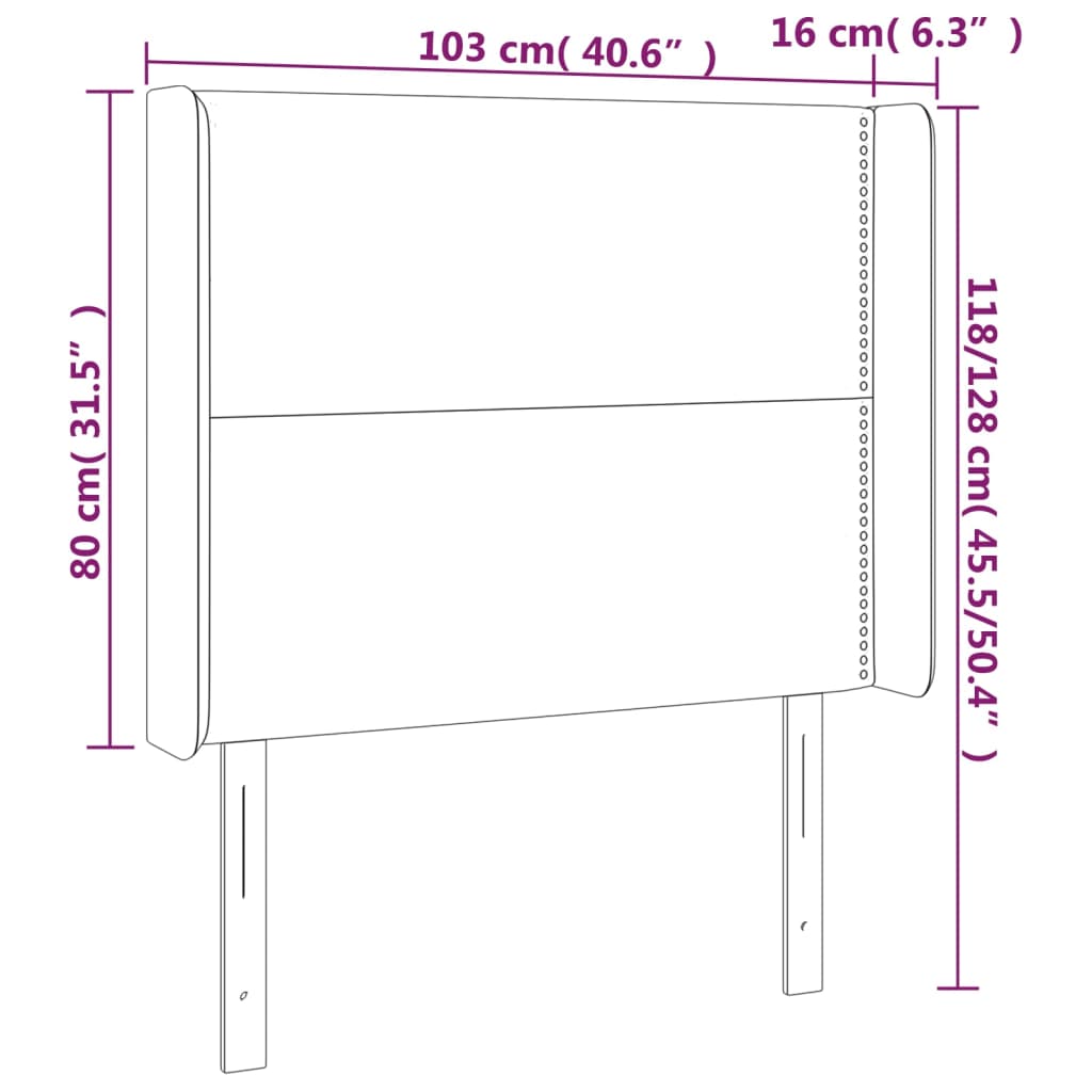 Testiera a LED rosa 103x16x118/128 cm in Velluto 3123955