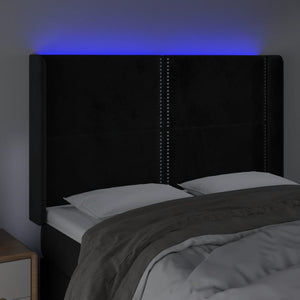 Testiera a LED Nera 147x16x118/128 cm in Velluto 3123958