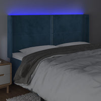 Testiera a LED Blu Scuro 183x16x118/128 cm in Velluto 3123972